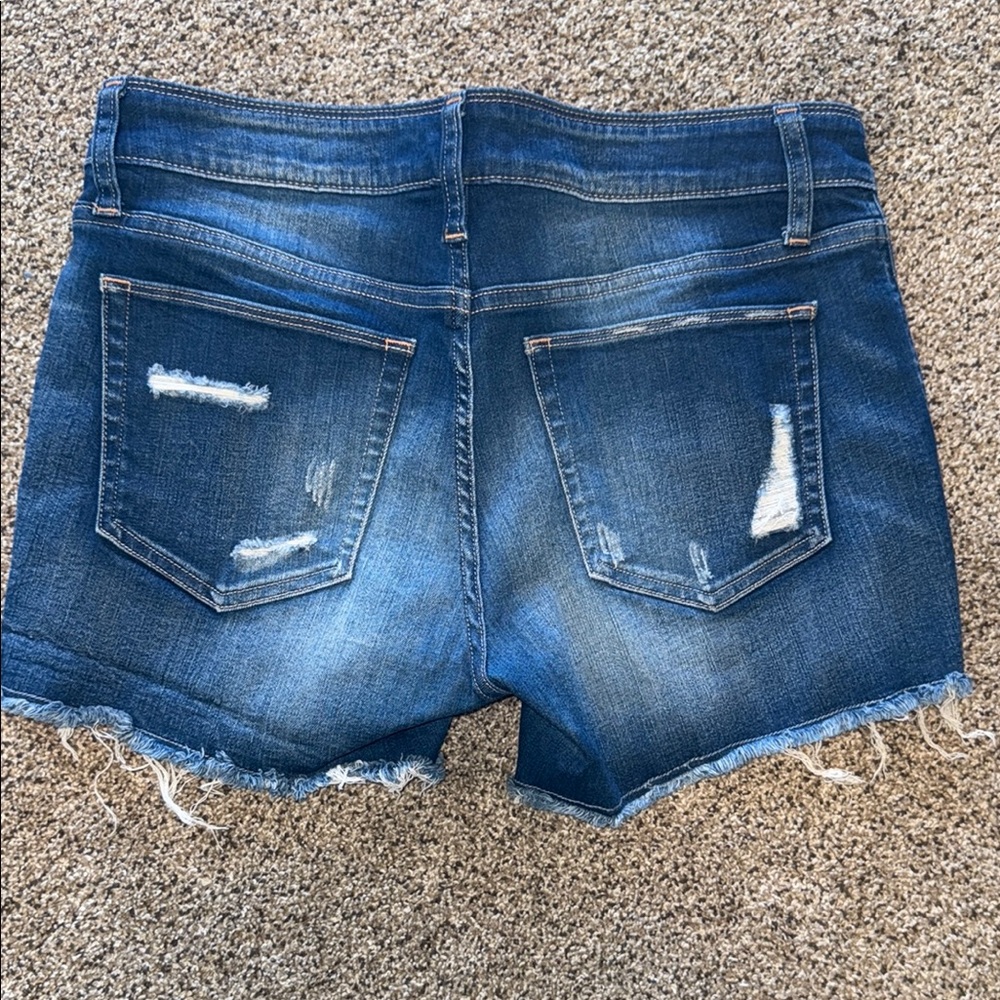 Daytrip Blue Jean Shorts Raw-Edge Distressed